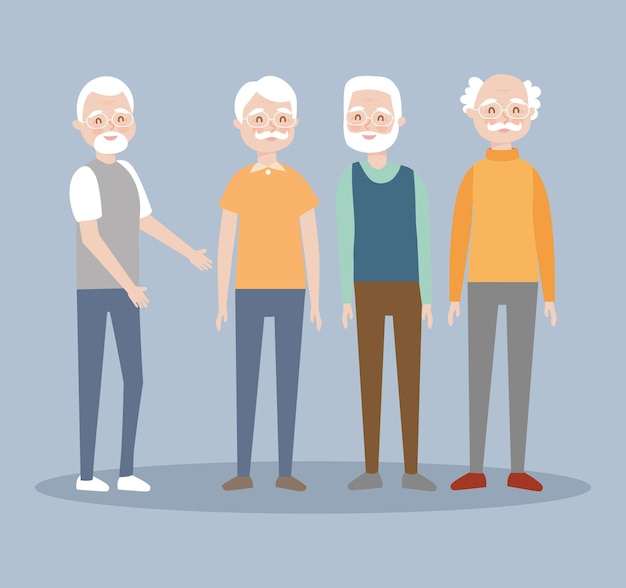 Old men standing on background