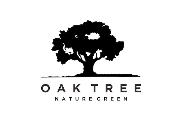 Old Oak Maple Tree Silhouette Residential landscape vintage logo design