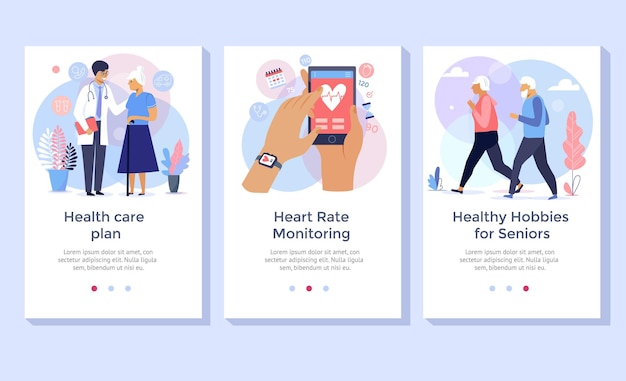 Old people care concept illustration set,  perfect for banner, mobile app, landing page