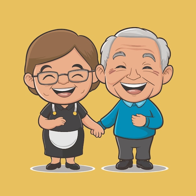 Old people holding hands vector icon illustration