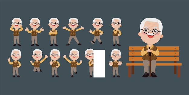 Old people with different poses