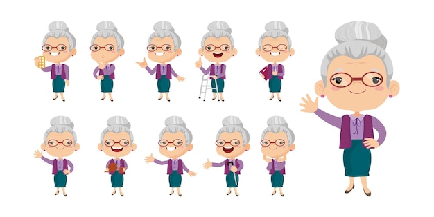 Old people with different poses