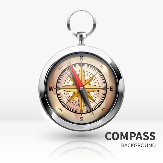 Old realistic vector navigation compass isolated. 