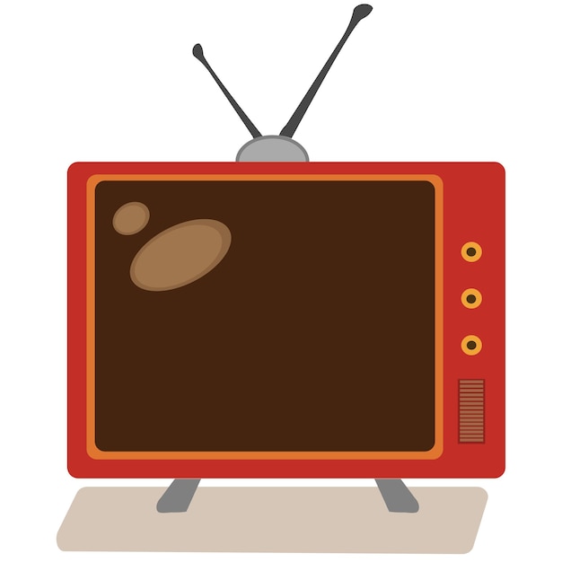 Old red TV with antennas isolated on white Propaganda on TV Mass media concept