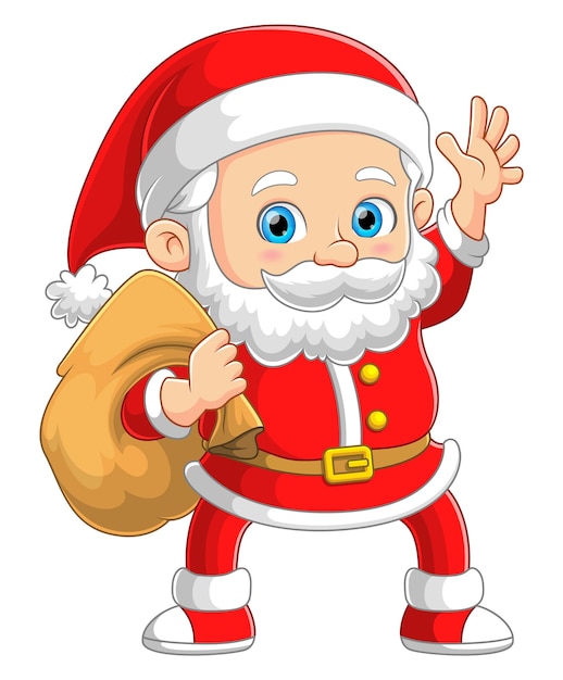 The old Santa claus is waving the hand and greeting the children in the christmas39s day