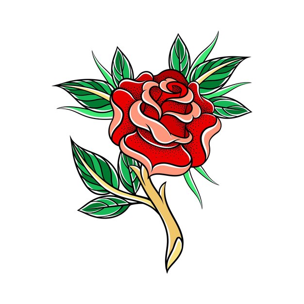 Vector old school badge with stylized rose bud vector illustration