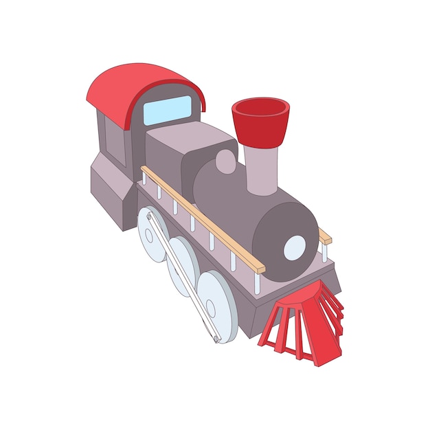 Old steam locomotive icon in cartoon style on a white background