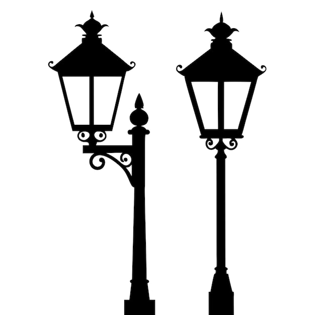 old streetlamps against a white background