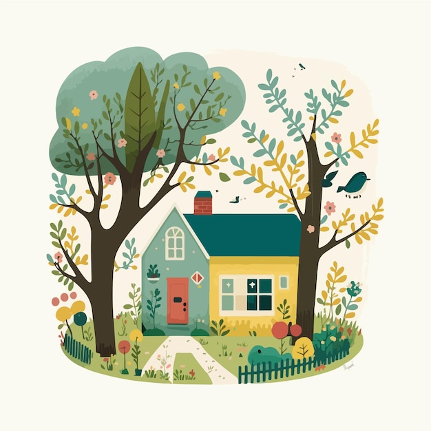 Old style home vector illustration