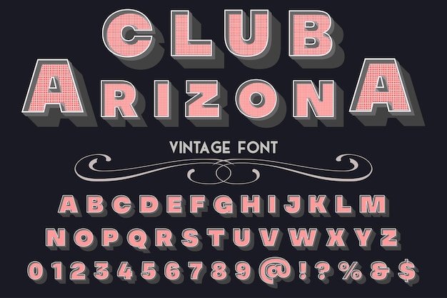 old style Typography label design club arizona