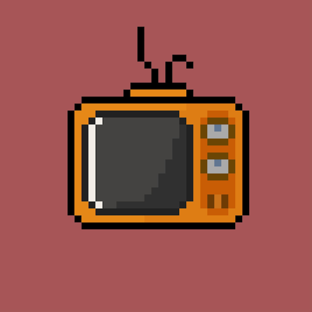 old television with pixel art style