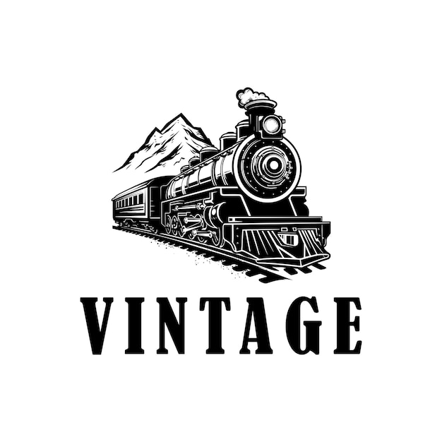 Vector old train logo vector illustration