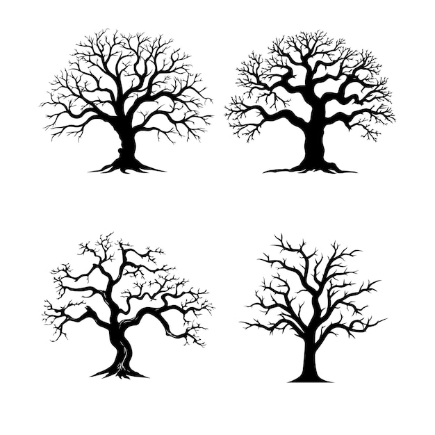 Old tree vector silhouette