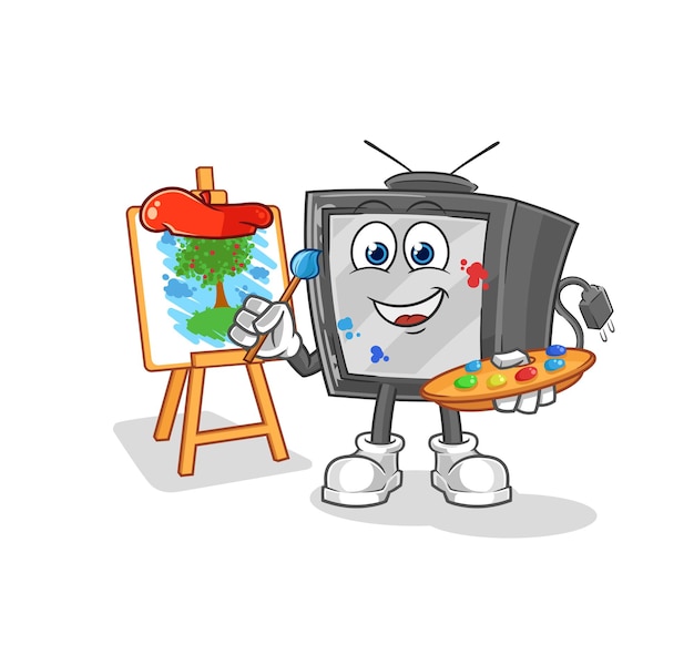 Old tv artist mascot cartoon vector