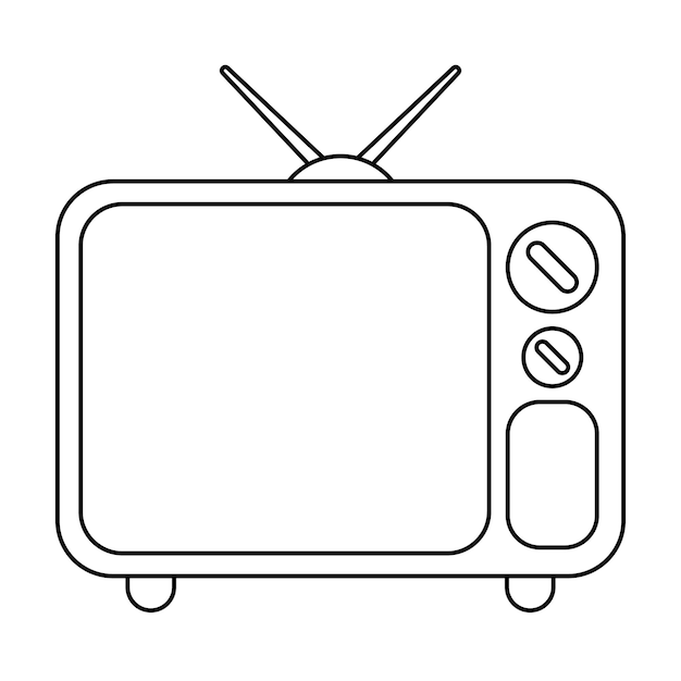 old tv outline illustration on white background doodle