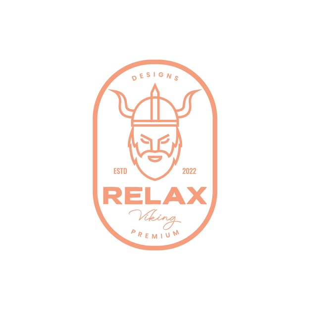 Old viking warrior legend helmet horned bearded vintage logo design vector icon illustration template