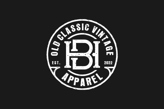 Old vintage classic logo design apparel H B letter initial clothing label emblem rounded shape icon