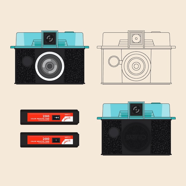 Old vintage illustration film camera Lomography_DianaBaby