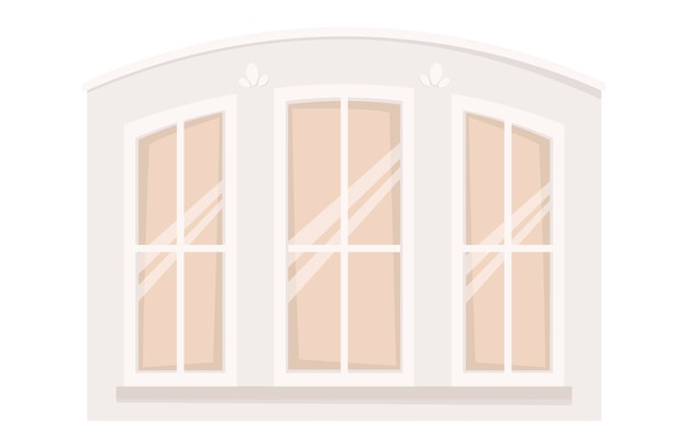 Old vintage white classic window frame Flat style isolated vector illustration