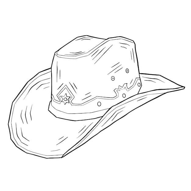 Old west texas cowboy hat Outline hand drawn illustration Digital art