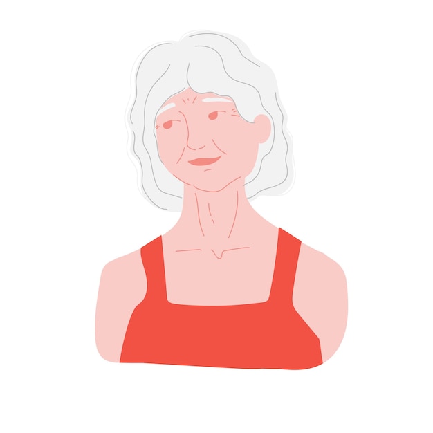 Vector old woman the elderly woman is a pensioner an active grandmother a woman with gray hair b