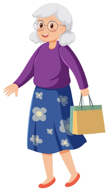 Old woman holding shopping bag