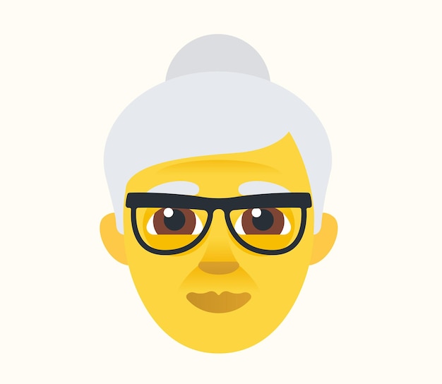 Old Woman with glasses Vector Flat illustration