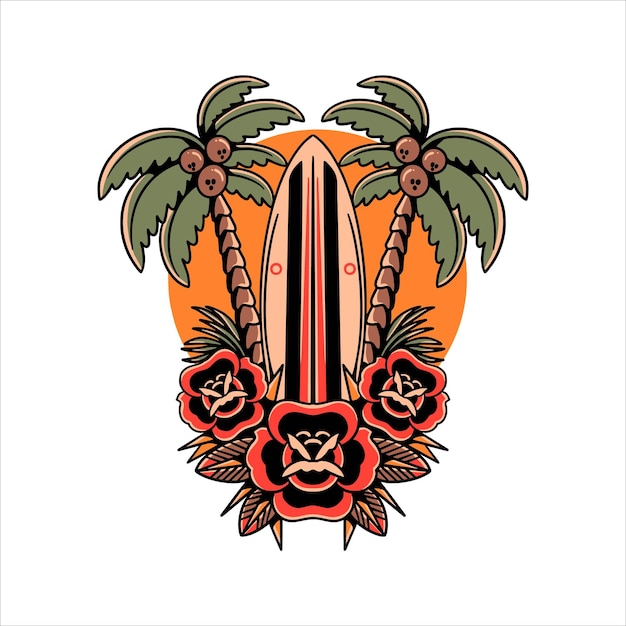 oldschool palm tattoo vector design