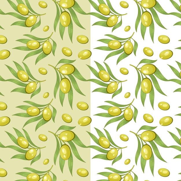 Olive Braches Seamless Pattern Botanical Background