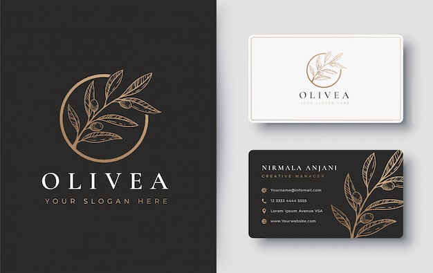 Olive branch hand drawn logo design