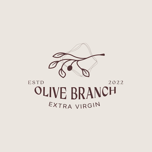 Vector olive branch logo design template olive oil olive leaf feminine logo