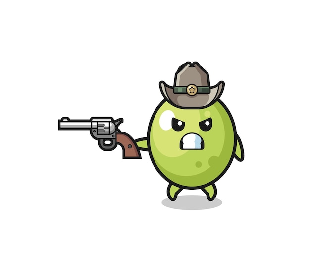 The olive cowboy shooting with a gun