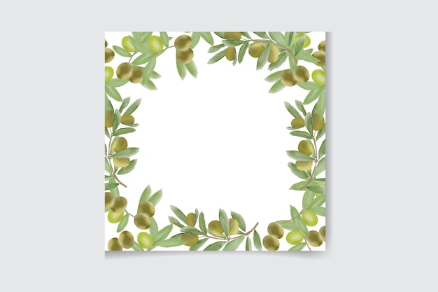 Olive frame with olive branches and fruits for Italian cuisine design or extra virgin oil food