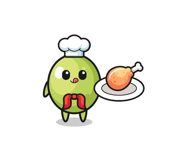 Olive fried chicken chef cartoon character