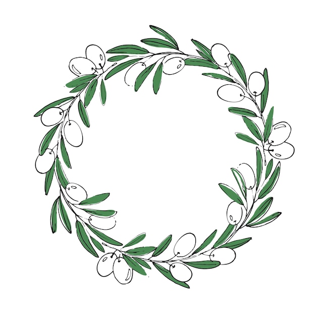 Olive leaves wreath Vector wreath with olive branches