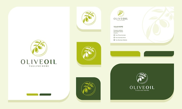 olive logo design and business card