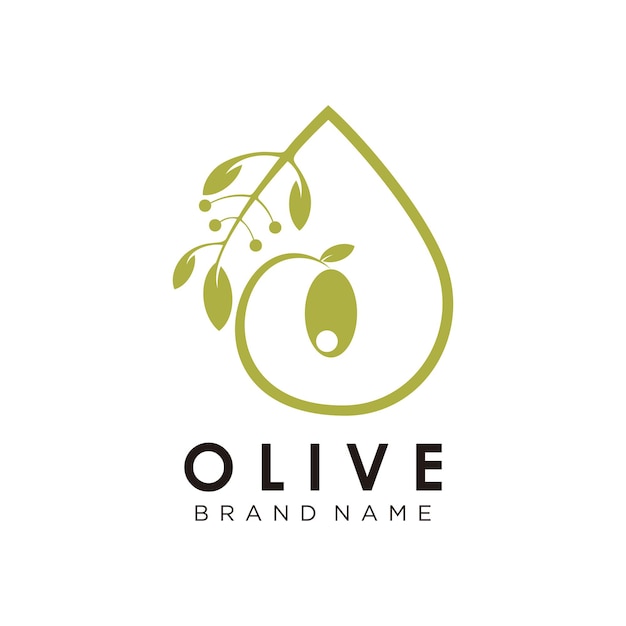 Olive logo design with creative concept premium vector