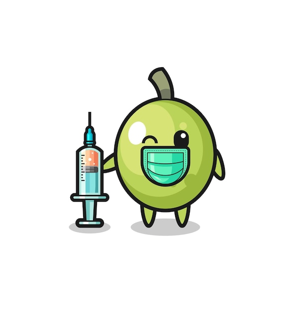 Olive mascot as vaccinator