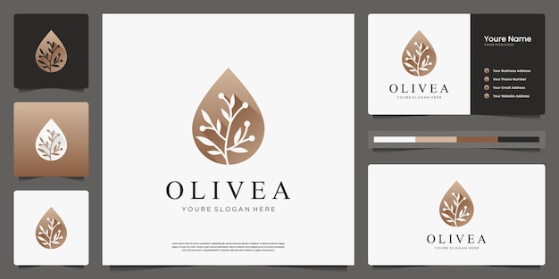 Olive oil and branch luxury logo design and business cards