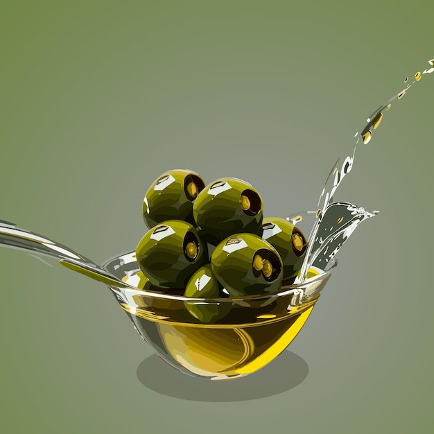 Olive oil dripping from fruits isolated on white background