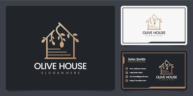 Olive oil house luxury logo design and business card