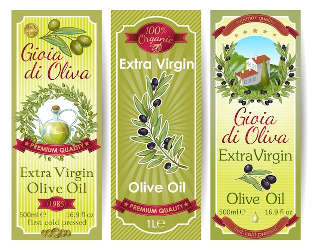 Vector olive oil labels set