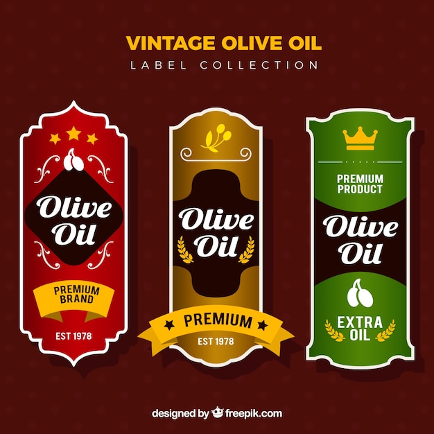 Olive oil labels in vintage style