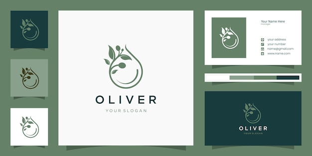 Olive oil logo and business card design template