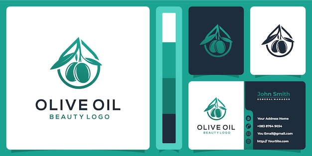 Olive oil logo design with business card concept