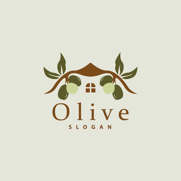 Olive Oil Logo Olive Leaf Plant Herbal Garden Vector Simple Elegant Luxurious Icon Design Template illustration