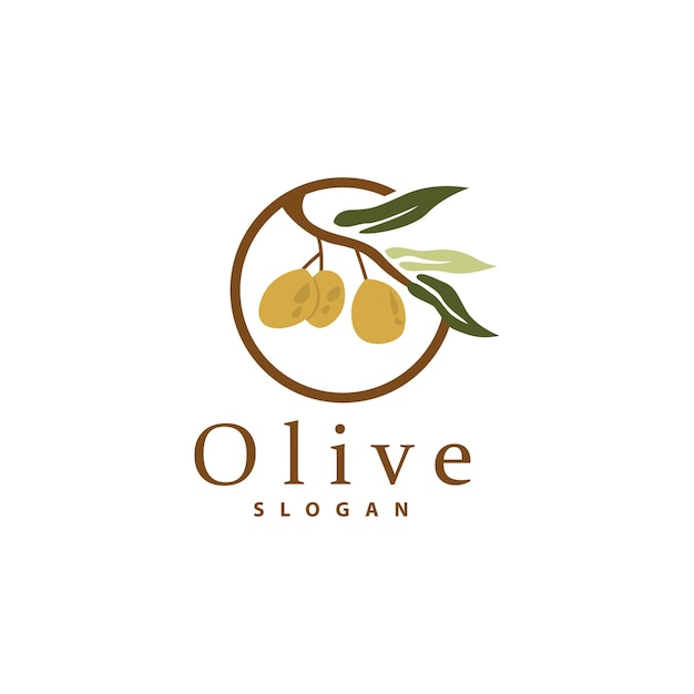 Olive Oil Logo Olive Leaf Plant Herbal Garden Vector Simple Elegant Luxurious Icon Design Template illustration