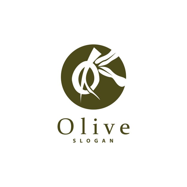 Olive Oil Logo Olive Leaf Plant Herbal Garden Vector Simple Elegant Luxurious Icon Design Template illustration