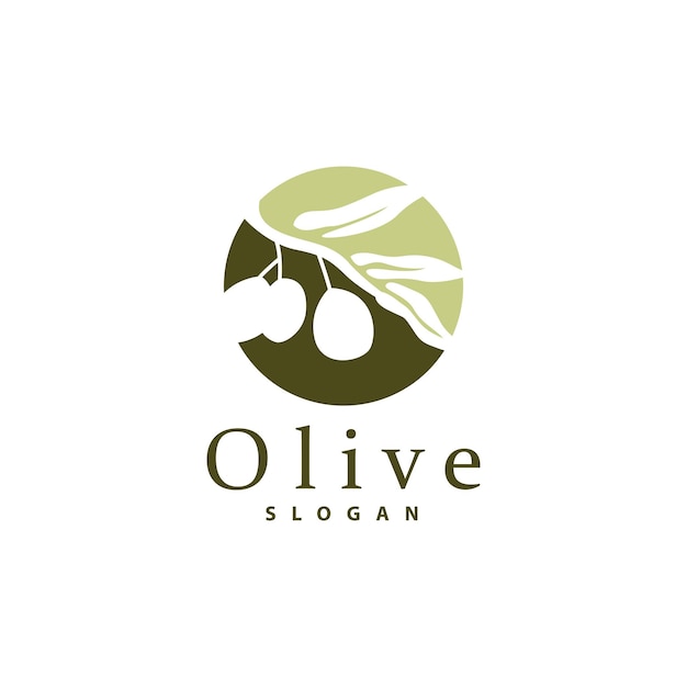 Olive Oil Logo Olive Leaf Plant Herbal Garden Vector Simple Elegant Luxurious Icon Design Template illustration