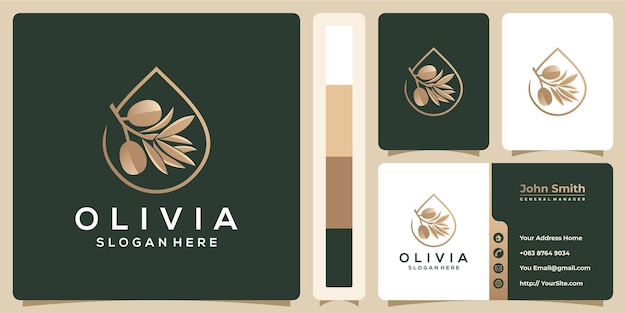 Olive oil luxury logo and business card concept